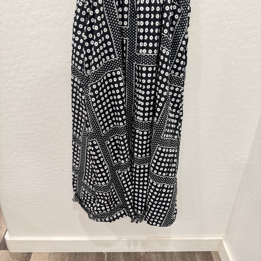 English Factory Audrey Midi Dress XS Black White Geometric Sundress Babydoll - Picture 7 of 9